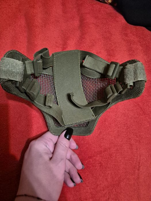 Maska ochronna na twarz typu Stalker siatka stalowa airsoft ASG oliwko