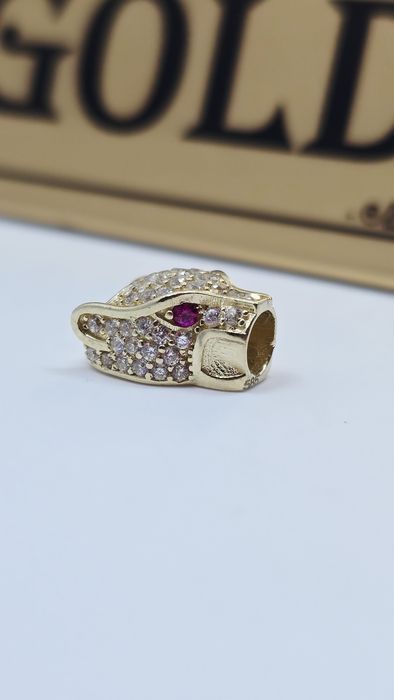 Złoty charms głowa pantery próba 585 14k