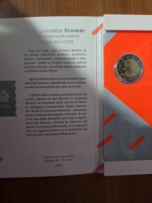 Moeda comemorativo de 2 Euro emitido por São Marino em 2018