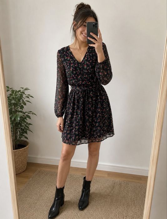 Vestido Preto Florido L