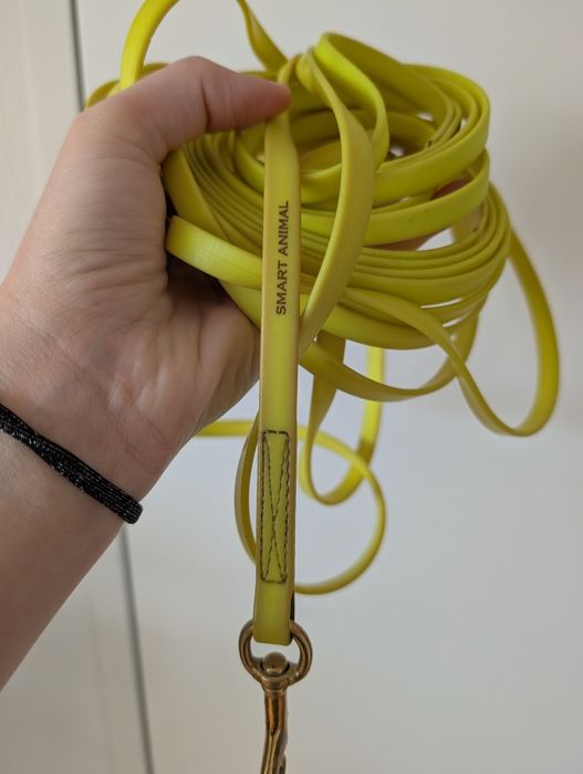 Linka dla psa, smycz dla psa 7 metrów BioThane, żółty neon