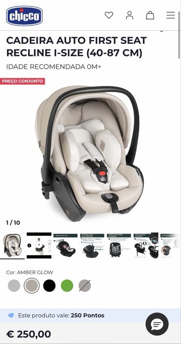 Conjunto Chicco First Seat + carrinho Bellagio + isofix
