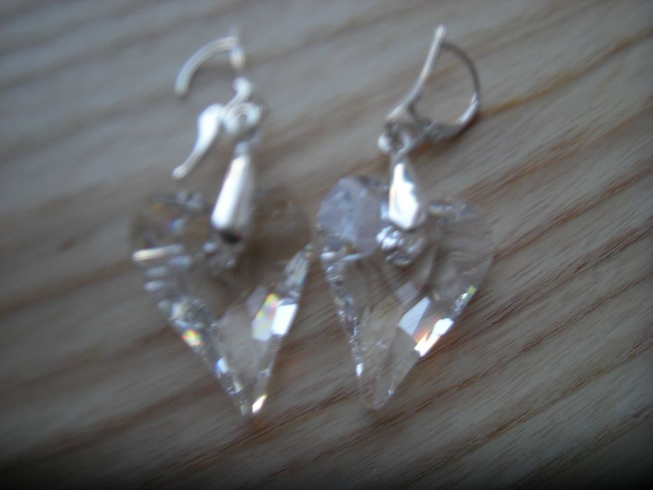 kolczyki 5,5cm kryształy Swarovski duże serca crystal 28mm