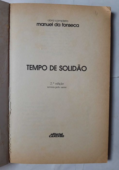 Livro - Ref: CxB - Manuel da Fonseca - Tempo de Solidão