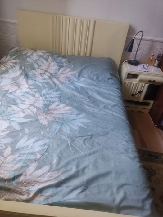 Cama de casal em madeira com estrado, Art Deco
