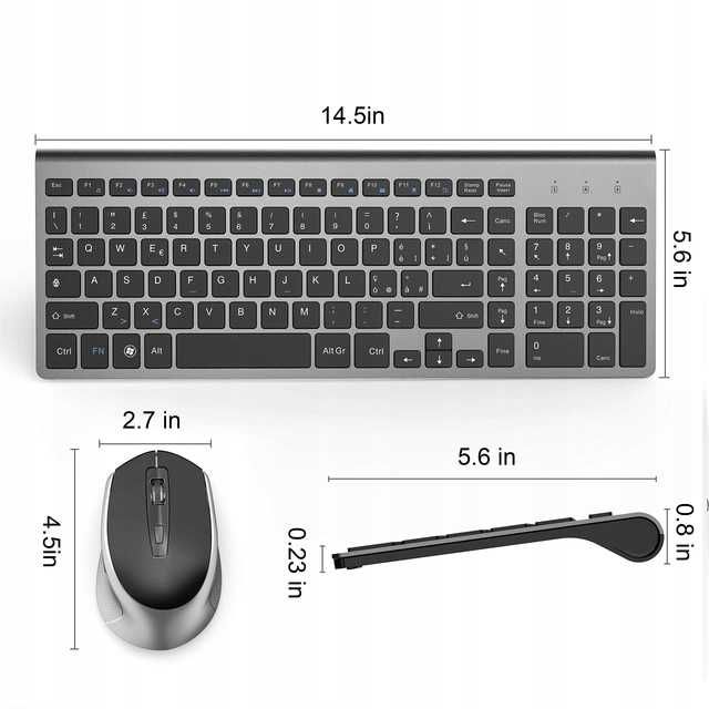 JOYACCESS Bezprzewodowa klawiatura i mysz, 2,4 Ghz UK