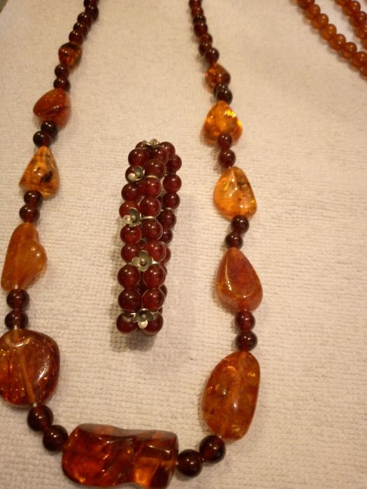 Янтарьные бусы комплект СССР, янтарь Калининград, серьги серебро янтар