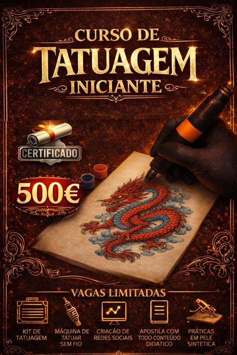Formação de Tatuador (a) inclui Kit de Tatuagem