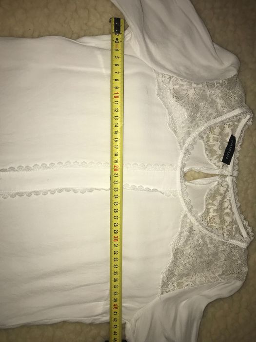 Elegancka biała falbany koronka bluzka Gerry Weber Taifun
