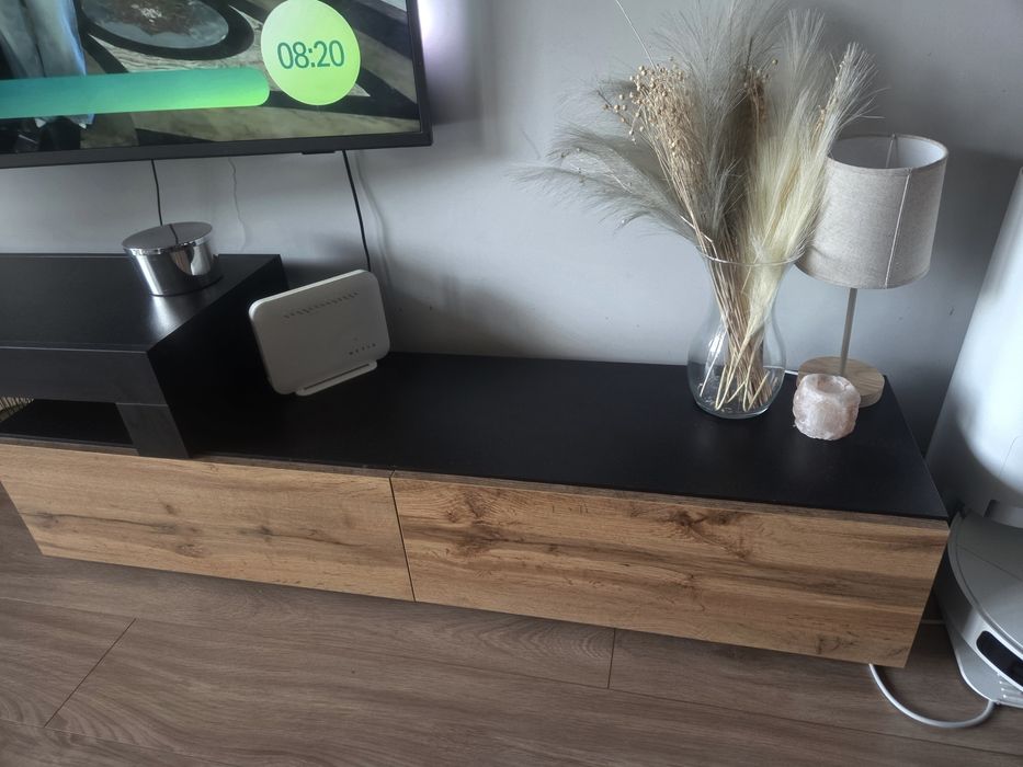 Szafka pod tv rtv regulowana czarna dąb wotan
