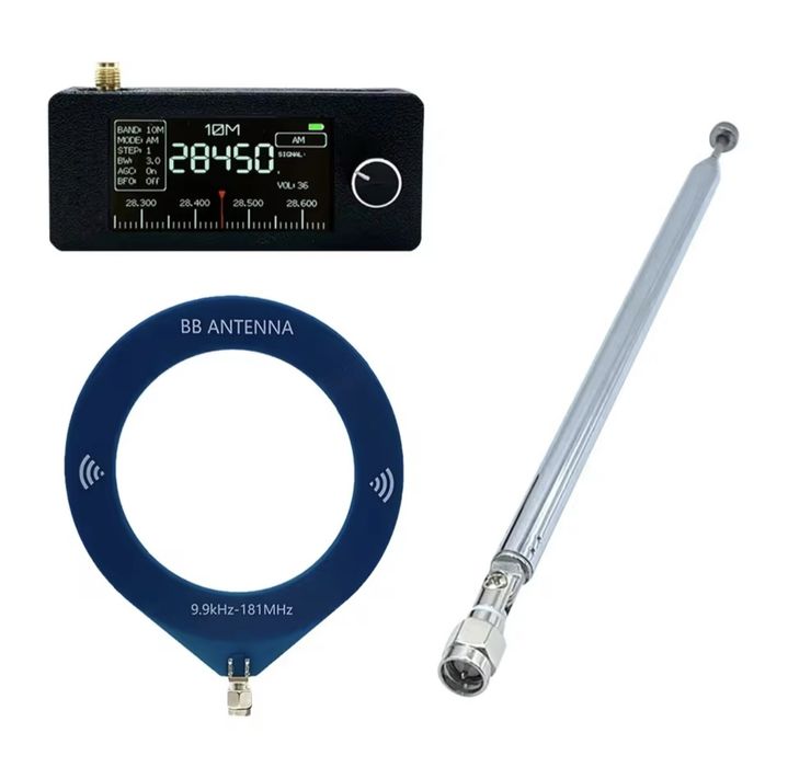 Радіо ATS mini DSP Si4732 0.5-108MHz CB MW LW SW AM USB LSB SSB FM, дві антени в комплекті, зарядний кабель 2026 р.