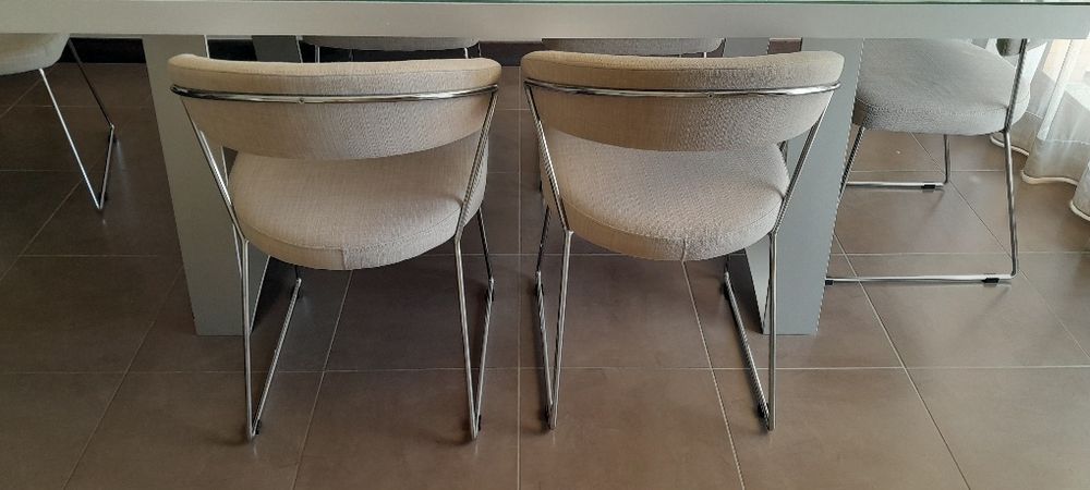 Cadeiras 6 Antarte cromado e forroadas em tecido 6 alta gama