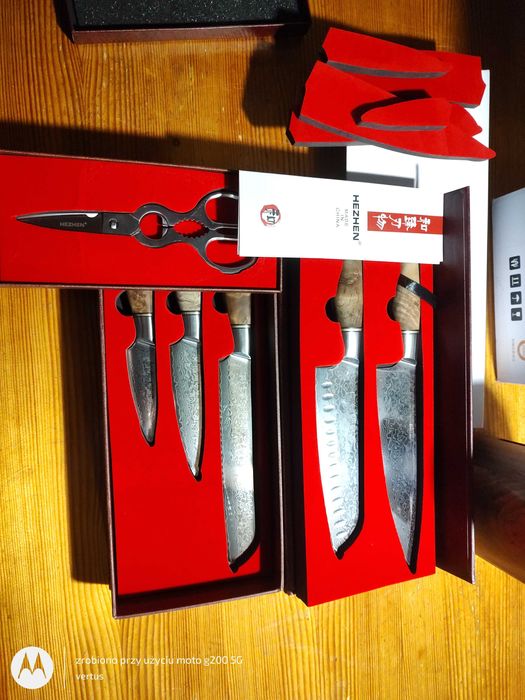 Zestaw noży Hezhen ze stali damasceńskiej