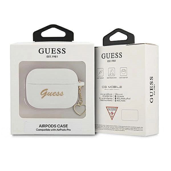 Etui Guess Silicone Charm Heart Collection na AirPods Pro - białe