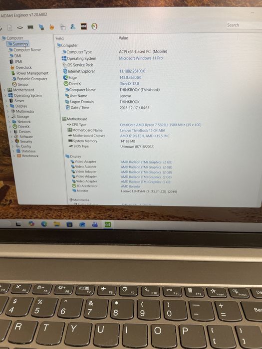 Ноутбук Lenovo ThinkBook 15 G4 Ryzen5825u