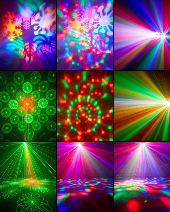 4-Efekty LED Kula Disco Laser Stroboskop Gobo Mix Wzorów i Kolorów DMX