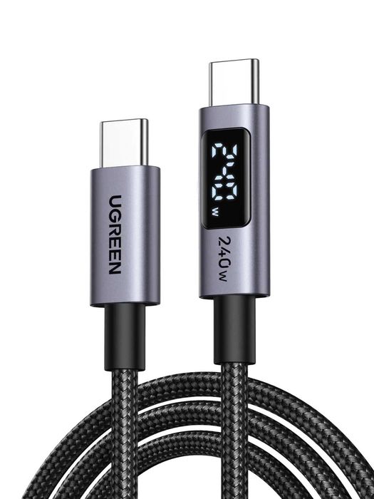 Dois Cabos UGREEN USB-C 240W PD 3.1 – 2 m com Ecrã Digital