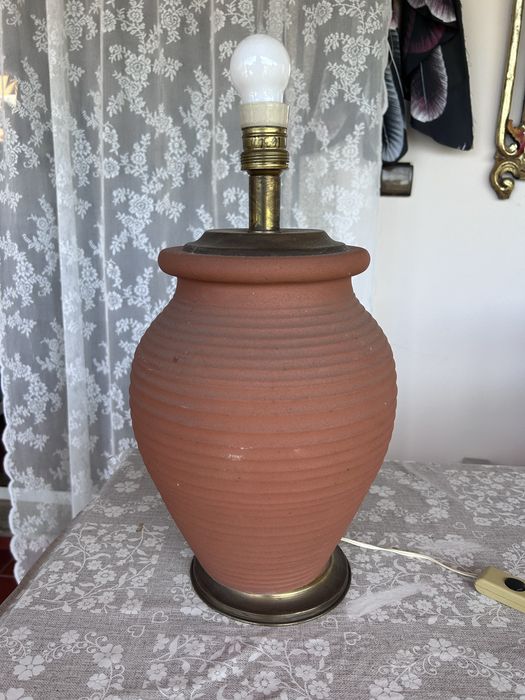 Vintage terracotta and copper lamp