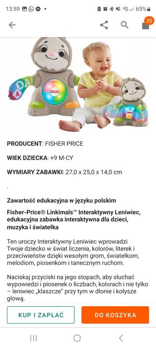 Leniwiec Fisher price