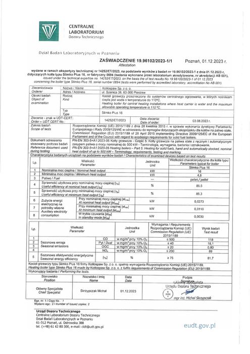 Kocioł pellet Slimko PLUS 16kW Kotłospaw
