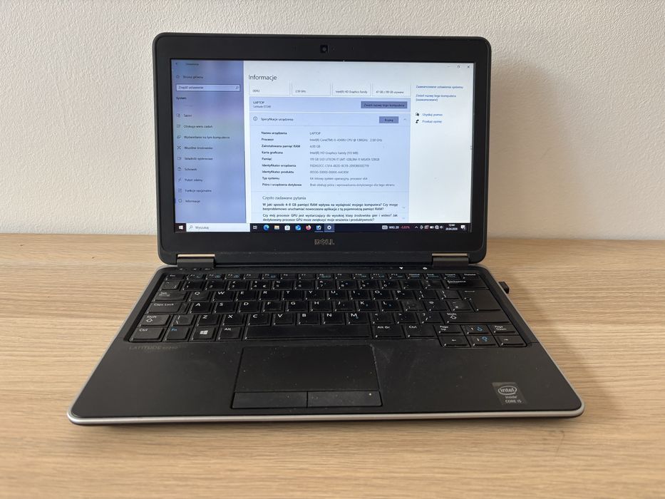Dell Latitude E7240 i5 4GB SSD Win10 Stacja dokująca