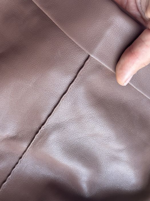 Calções castanhos elegantes de cintura alta, S, couro