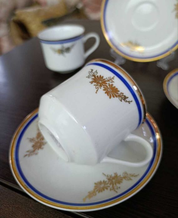 Чайная пара Чехословакия 60г фарфор посуда винтаж сервиз клеймо