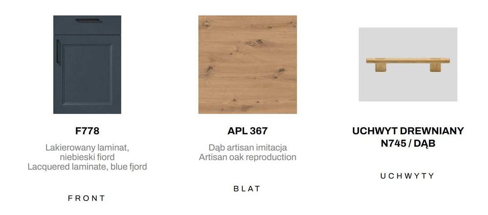 Kuchnie Verle MEBLE KUCHENNE lakierowane Cascada Niebieski Fiord