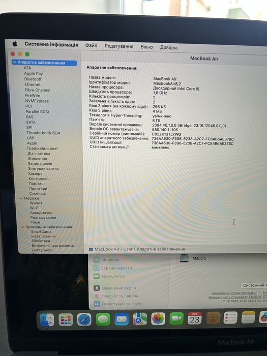 Apple MacBook Air 13 2019 р. SSD 128 gb
