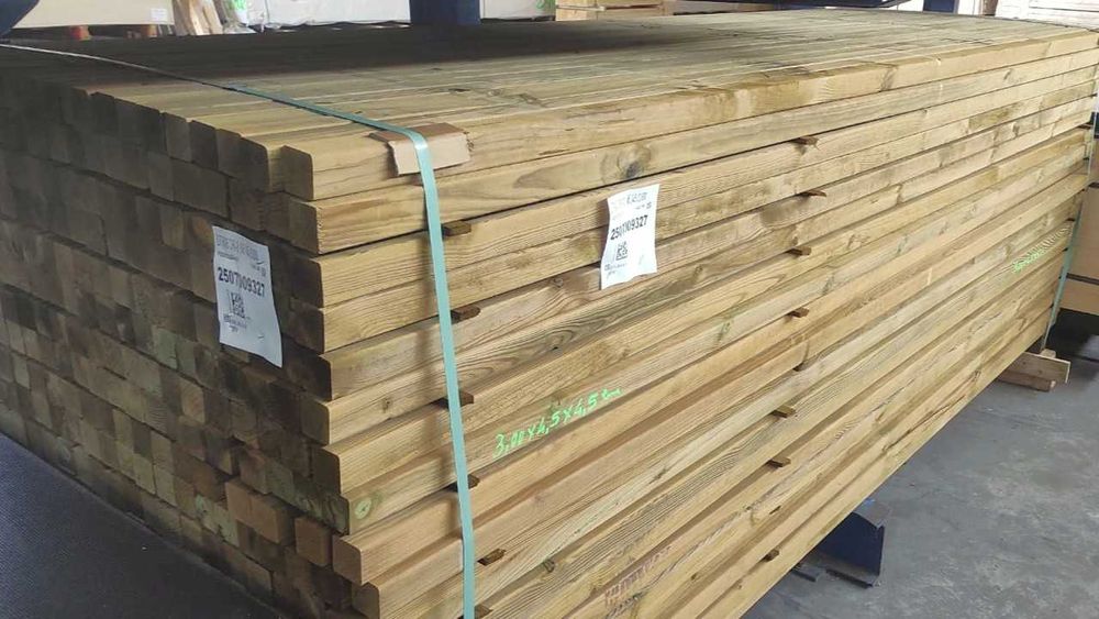 Barrote Casquinha Vermelha Tratado Aparelhado 3000 x 45 x 45mm