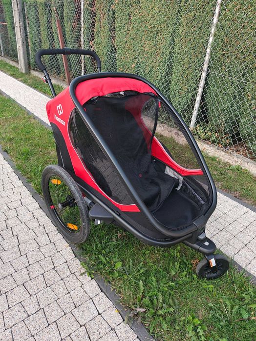 Hamax Outback Twin czerwona przyczepka rowerowa dziecięca