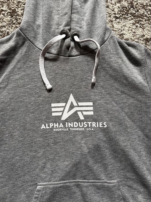Оригінальне худі Alpha Industries Basic Small Logo (Grey Melange)
