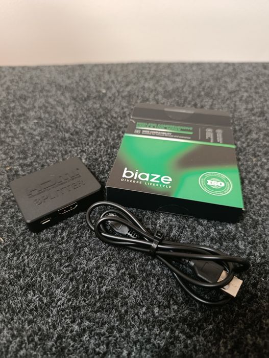 Splitter HDMI 1x2 Biaze – Rozdzielacz Sygnału Full HD / 4K + Kabel USB