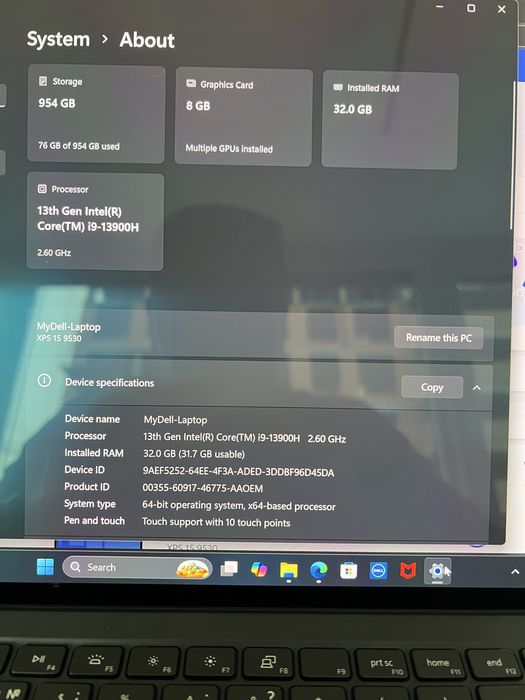 Dell XPS 15 9530 i9-13900H RTX 4070 32GB RAM 1TB SSD