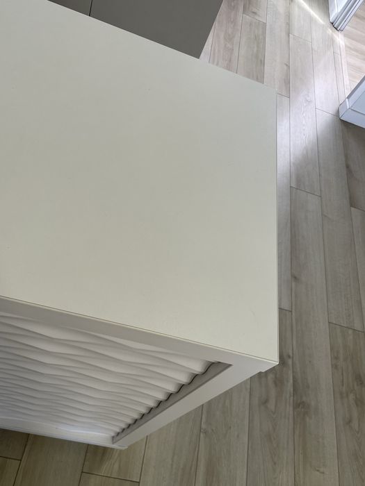 Balcão atendimento expositor branco ondas mobiliario loja