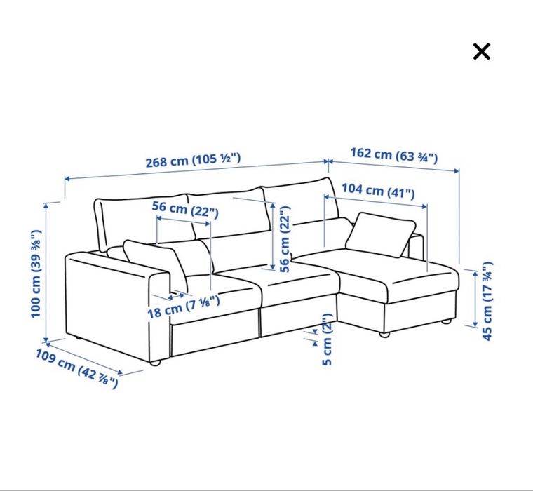 Sofá IKEA ESKILSTUNA c/ Chaise Longue