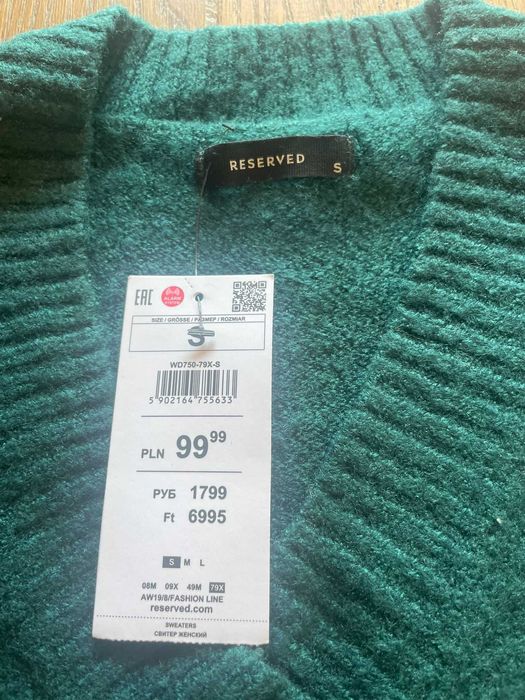 Sweter Reserved - rozmiar S, butelkowa zieleń