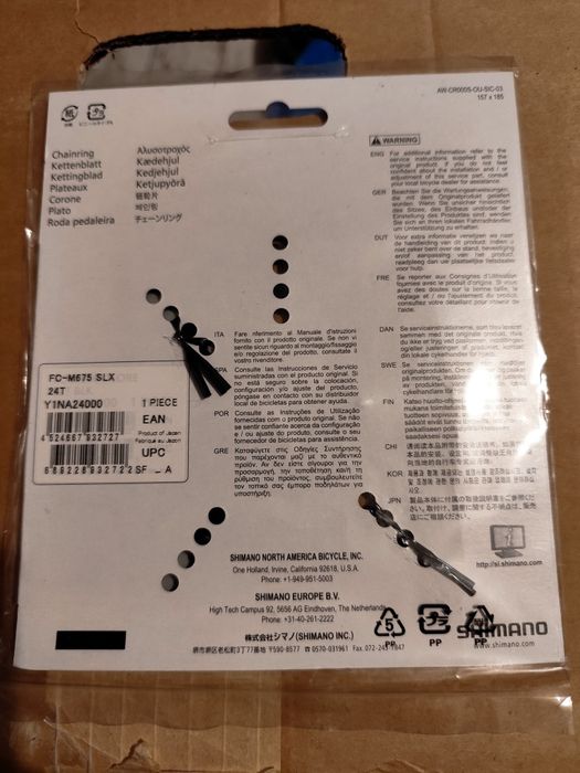 Nowa zębatka Shimano 24T, FC-M675 SLX 2x10 PCD64mm