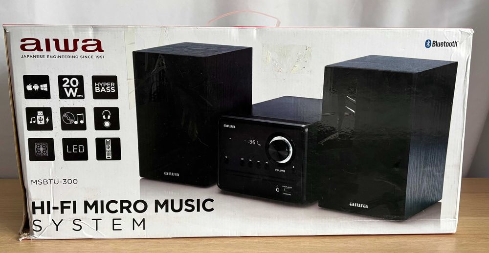 Wieża AIWA MSBTU-300 CD FM bluetooth pilot czarna