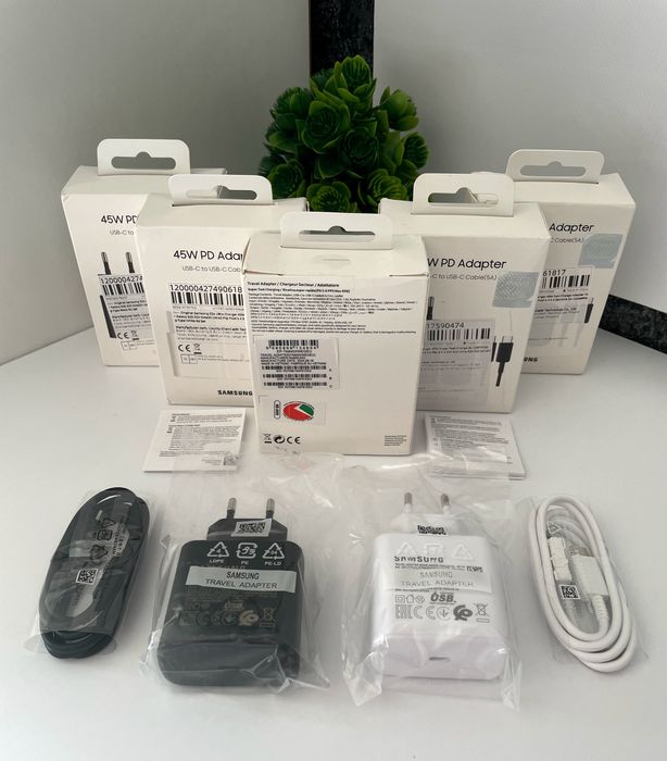 Швидка та супер швидка 45W Samsung зарядка якісна чорна біла + кабель