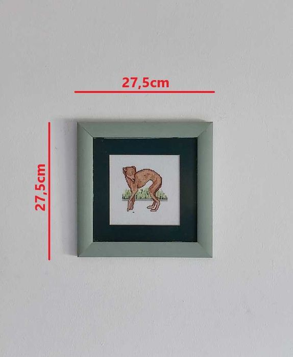 Quadro de cão galgo a ponto cruz