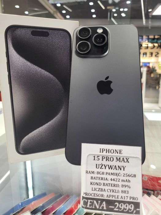 Iphone 15 Pro Max 256GB Bat 89% Telakces Felicity *Raty 0%