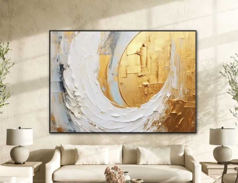 Pintura abstrata - Vortice Ocra Astratto 150x100cm