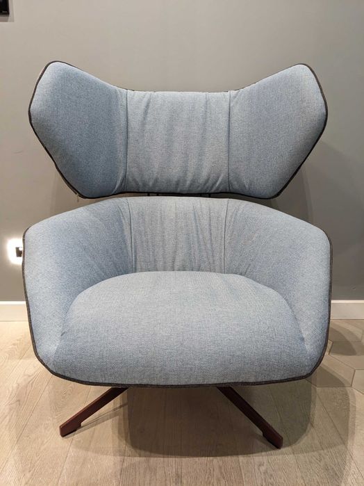 Fotel Malabo szaro-niebieski obrotowy