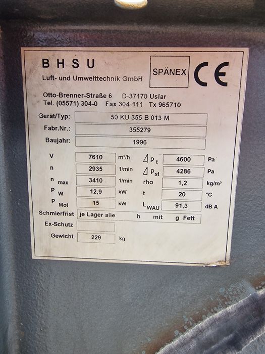 Dmuchawa do trocin Spanex Wentylator 15kw odciąg