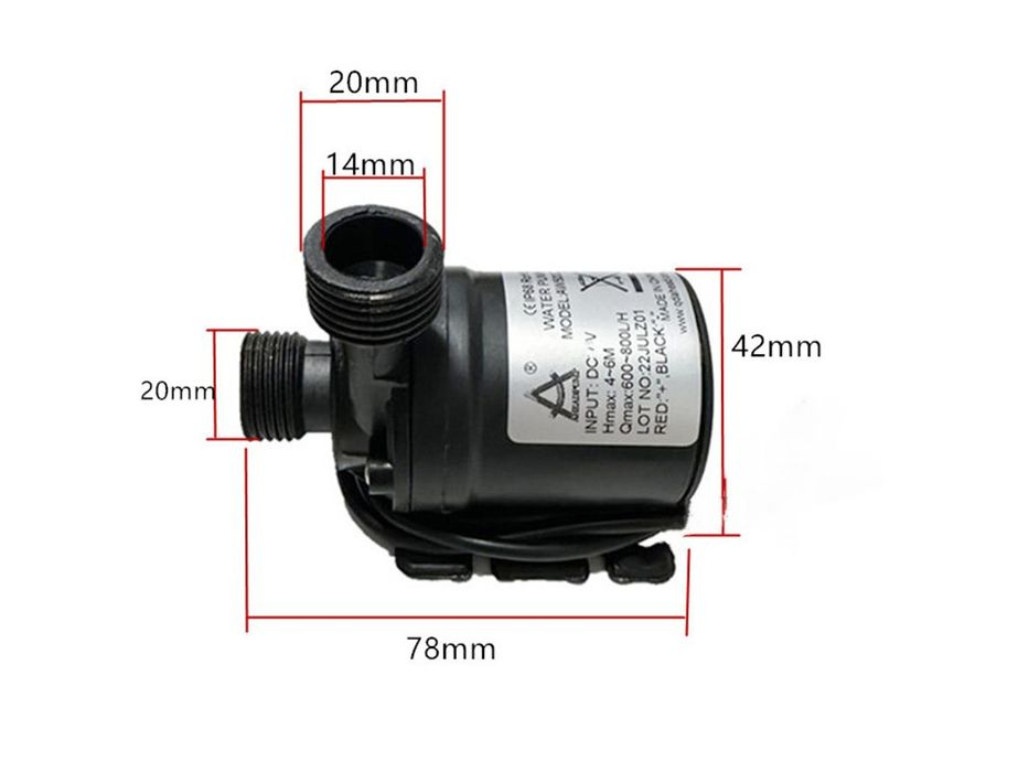 Насос помпа безщітковий для води 12V 19W
600 л/год
