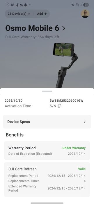 Gimbal dji osmo mobile 6 care  po wymianie dji bogaty zestaw care