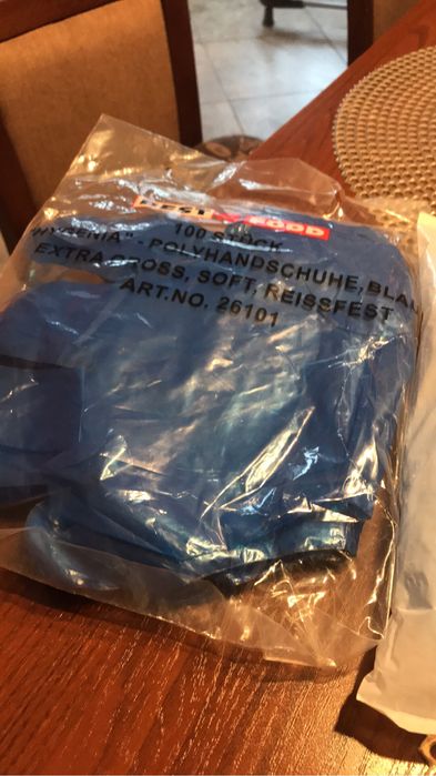 Rekawice foliowe niebieskie