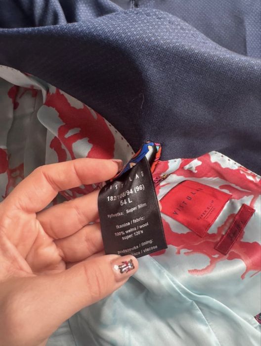 Granatowy niebieski męski garnitur Vistula