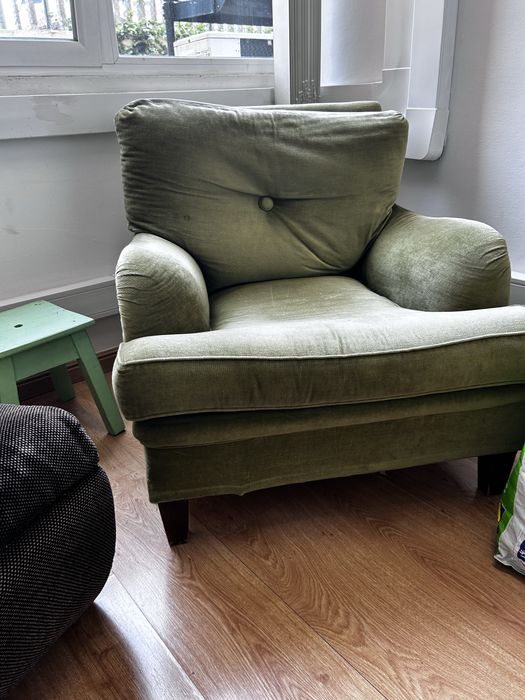 Sofa individual verde veludo